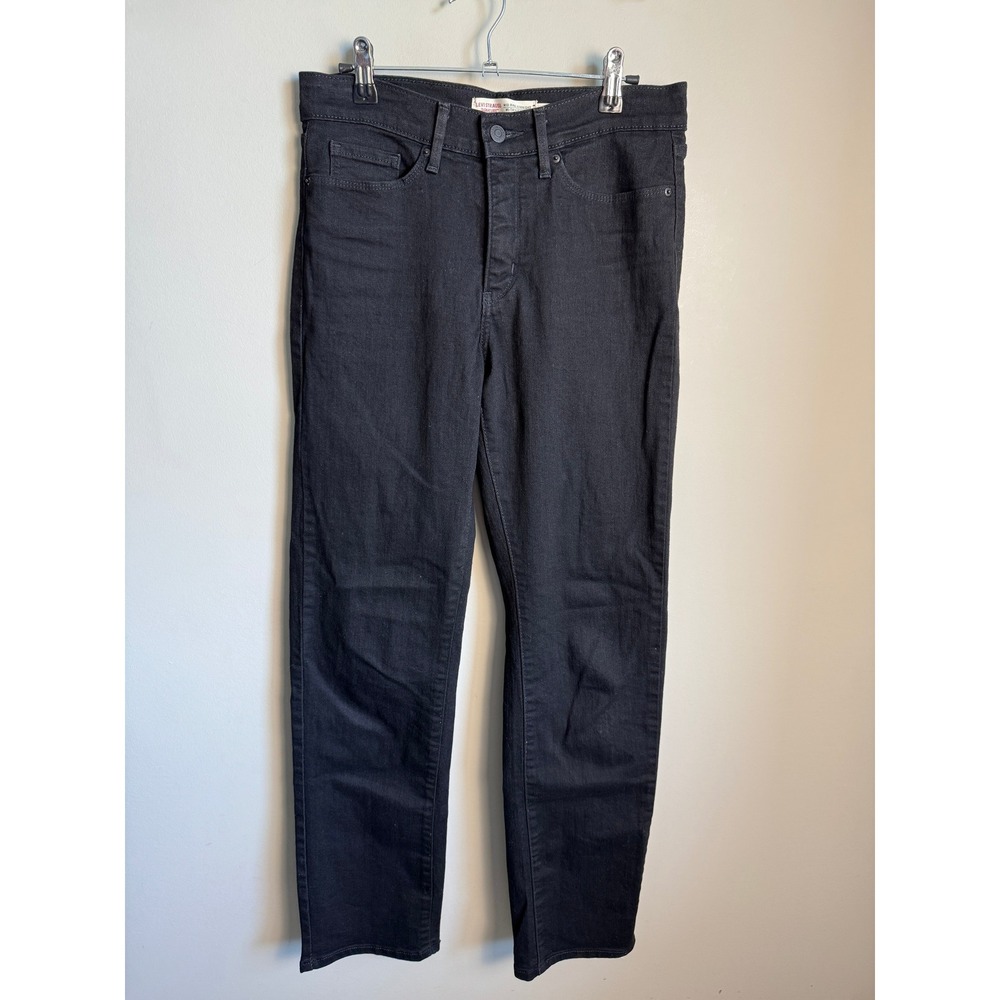 Levi Strauss Signature Womens Black Mid Rise Straight Jeans 4 Casual Classic